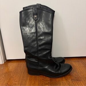 Frye Black Leather Heeled Boots